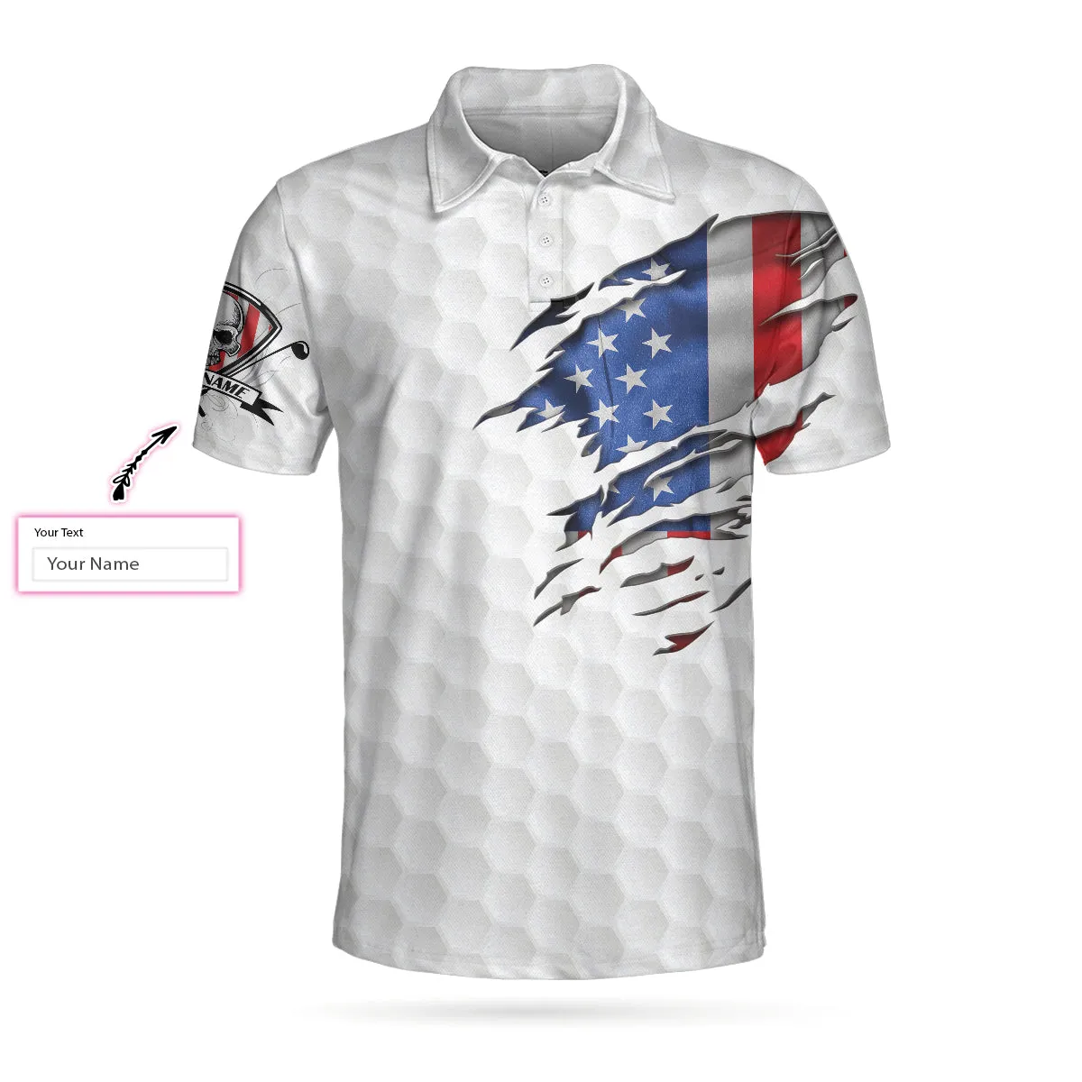 Personalized American Flag Golfing Skeleton Golf Polo Shirt, It Takes A Lot Of Balls To Golf The Way I Do Shirt, Custom Polo Shirt For Men Coolspod