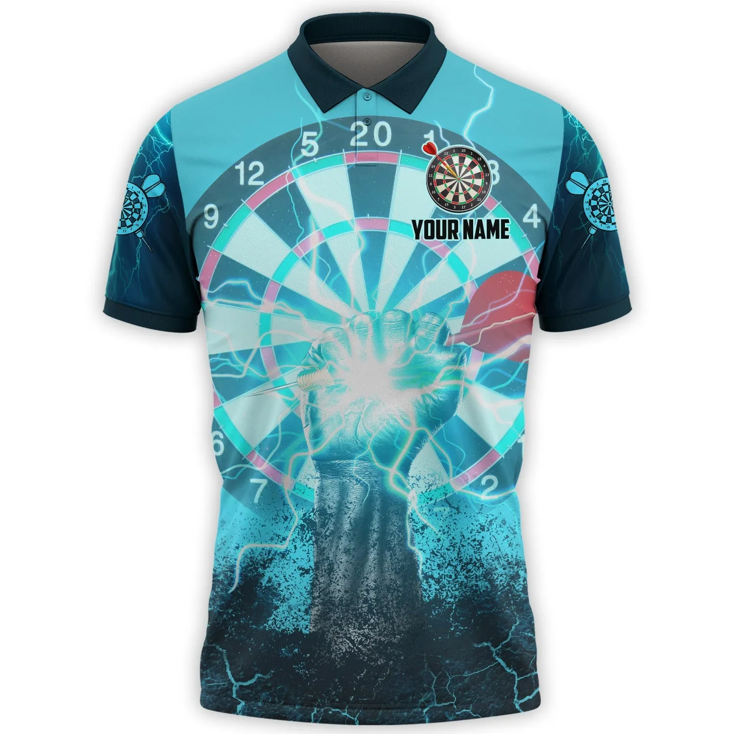 Personalized Name Dart Thunder Polo Shirt, 3D All Over Print Dart Shirt, Present To Dart Lover