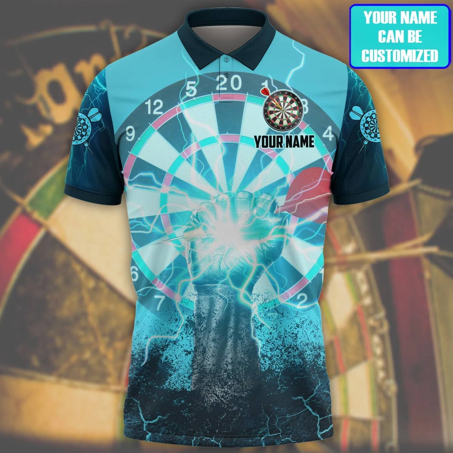 Personalized Name Dart Thunder Polo Shirt, 3D All Over Print Dart Shirt, Present To Dart Lover