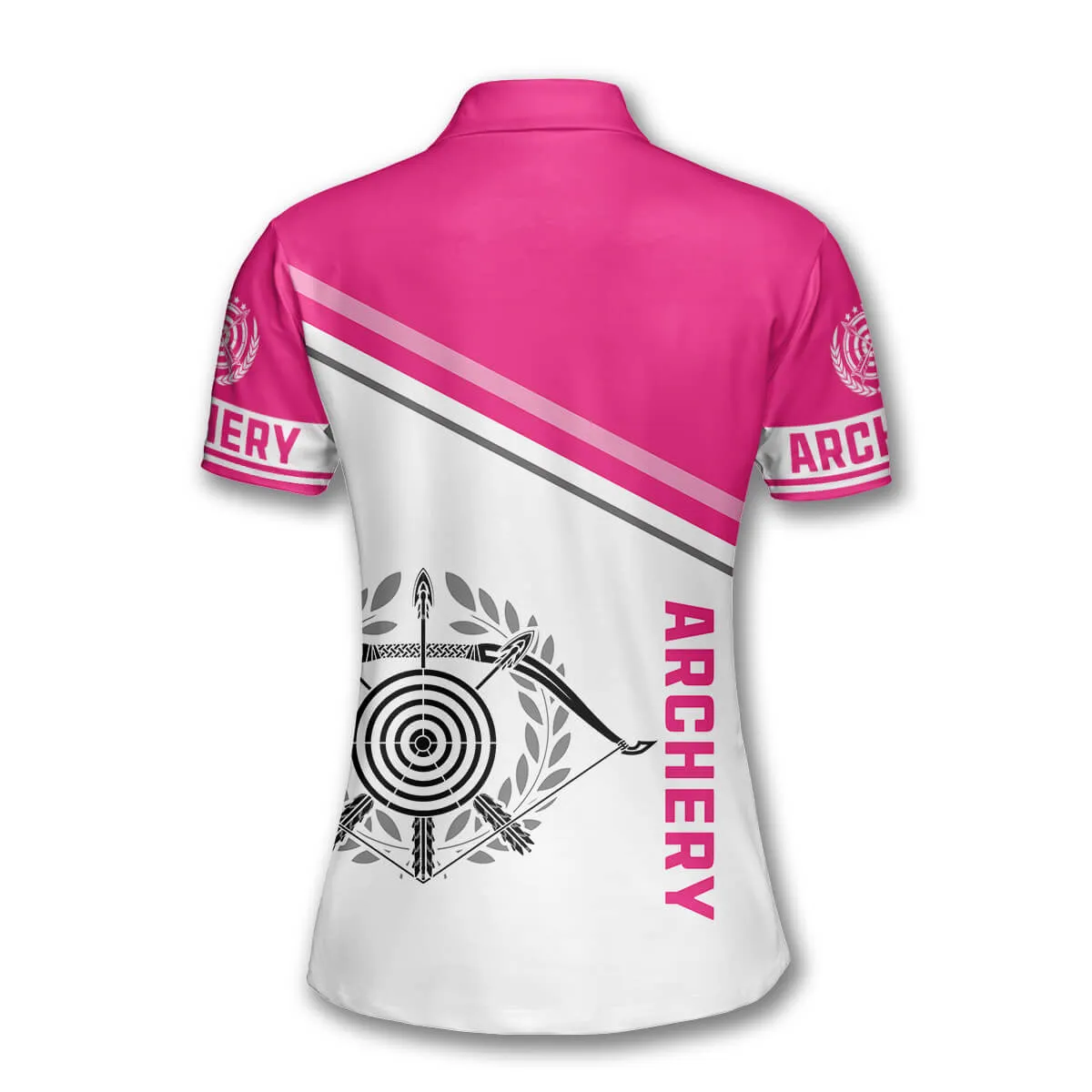 Personalized Pink White Version Emblem Custom Name Archery Polo Shirts for Women