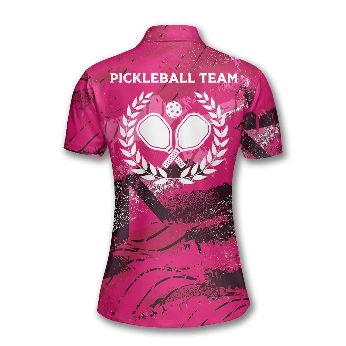 Pink Grunge Pickleball Polo Shirts For Women, Personalized Name Pickleball Shirt