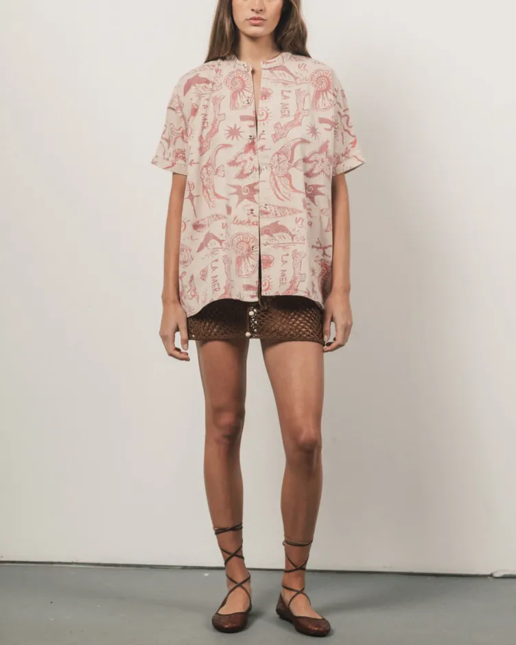 SIMONE OVERSHIRT IN BEIGE AND RED