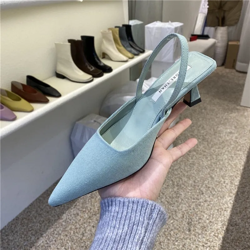 Toleet Summer Brand Women Slingback Sandals Shoes Fashion Bow-knot Pointed Toe Slip on Ladies Elegant Dress Pumps Shoes