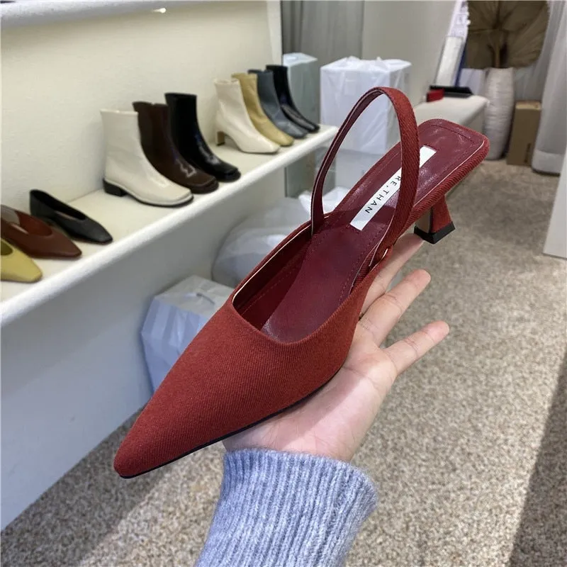 Toleet Summer Brand Women Slingback Sandals Shoes Fashion Bow-knot Pointed Toe Slip on Ladies Elegant Dress Pumps Shoes