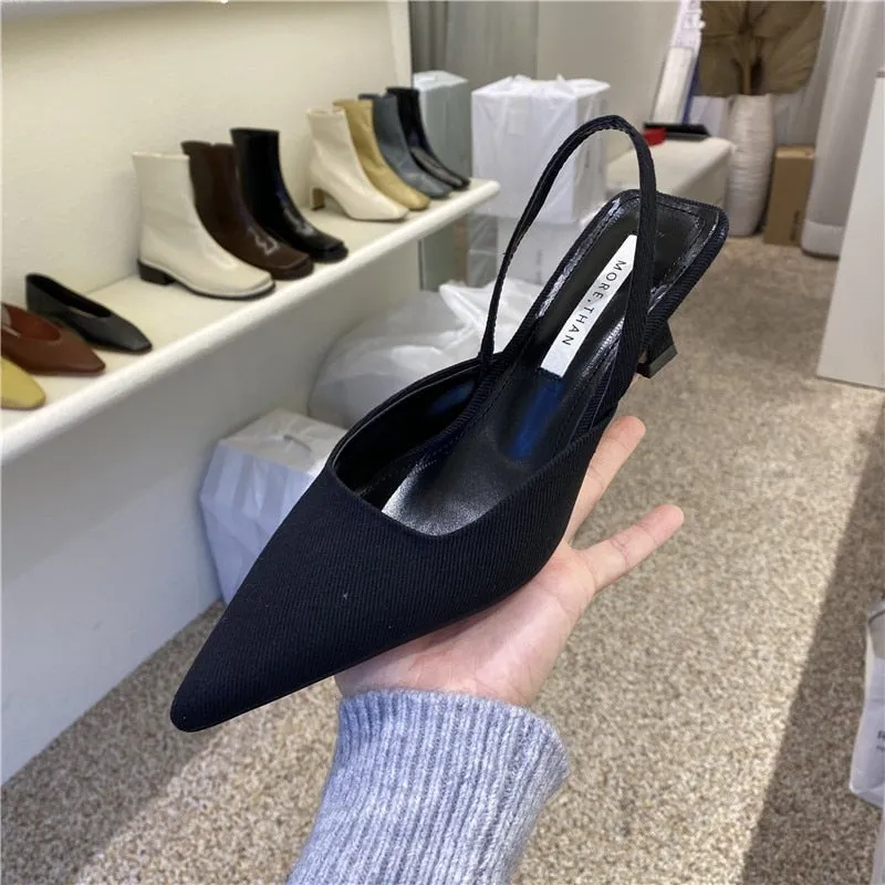 Toleet Summer Brand Women Slingback Sandals Shoes Fashion Bow-knot Pointed Toe Slip on Ladies Elegant Dress Pumps Shoes