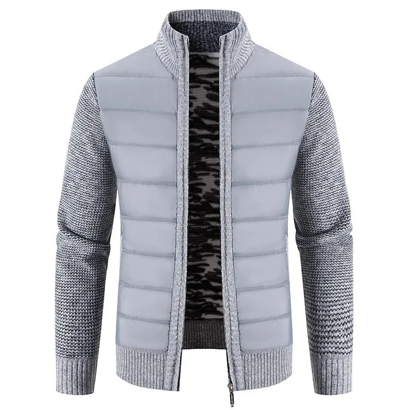 Winter Thick Fleece Cardigan Men Warm Sweatercoat Fashion Patchwork Mens Knittde Sweater Jackets Casual Knitwear Outerwear Men