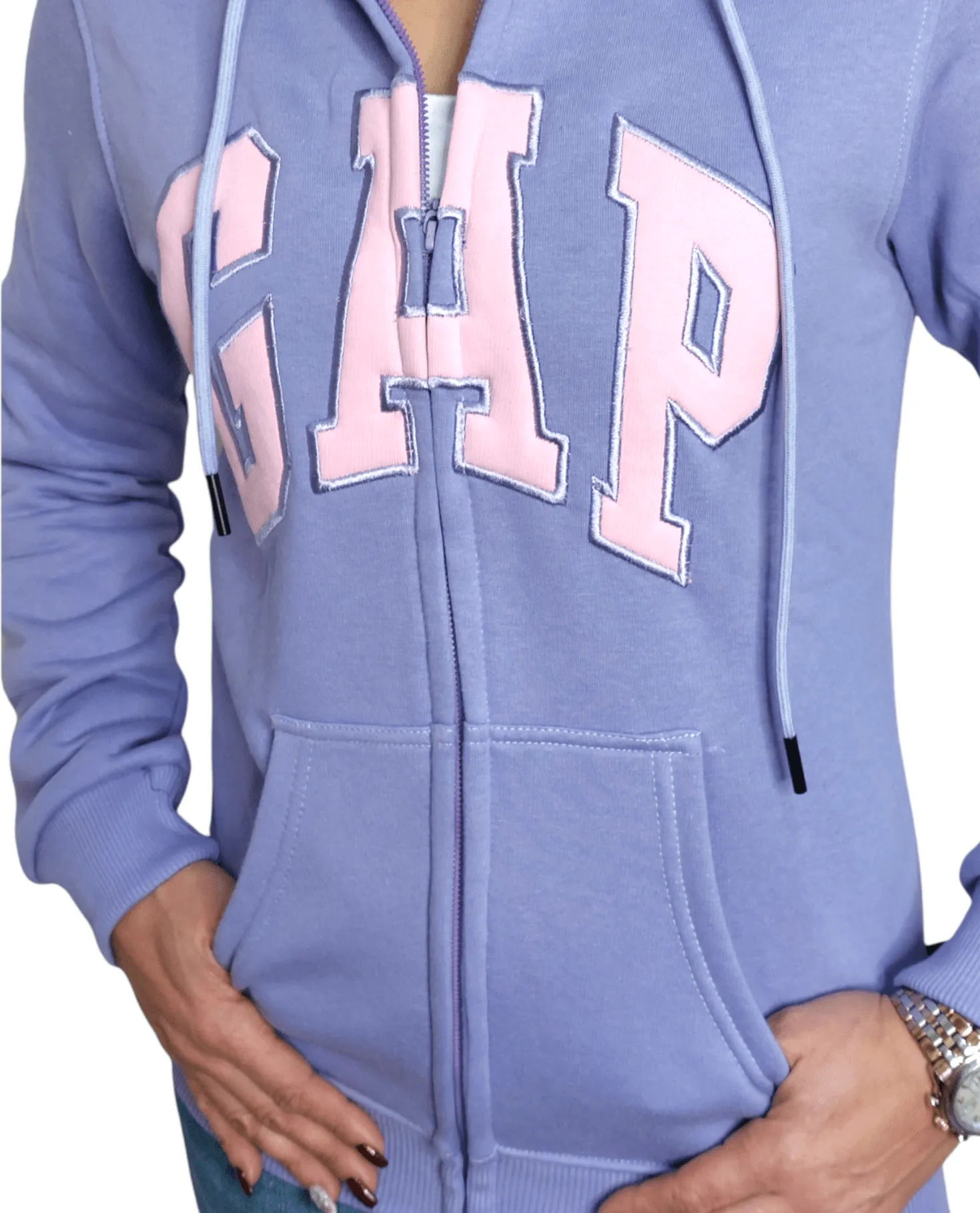 Women Zip-Through with Hoodie - Purple