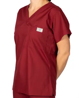 XXS Long Crimson Wine Classic Simple Scrub Top