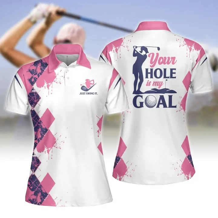 Your Hole Is My Goal Women Short Sleeve Polo Shirt, Sleeveless Polo Shirt