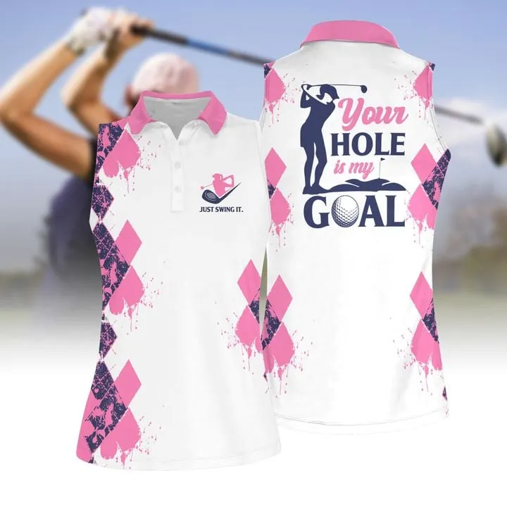 Your Hole Is My Goal Women Short Sleeve Polo Shirt, Sleeveless Polo Shirt